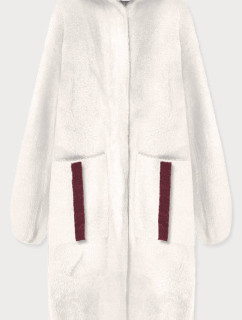 Bílý přehoz přes oblečení s kapucí á la alpaka (B3005)