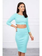 Súprava blúzky a sukne v mätovej farbe Súprava blúzky a sukne v mätovej farbe