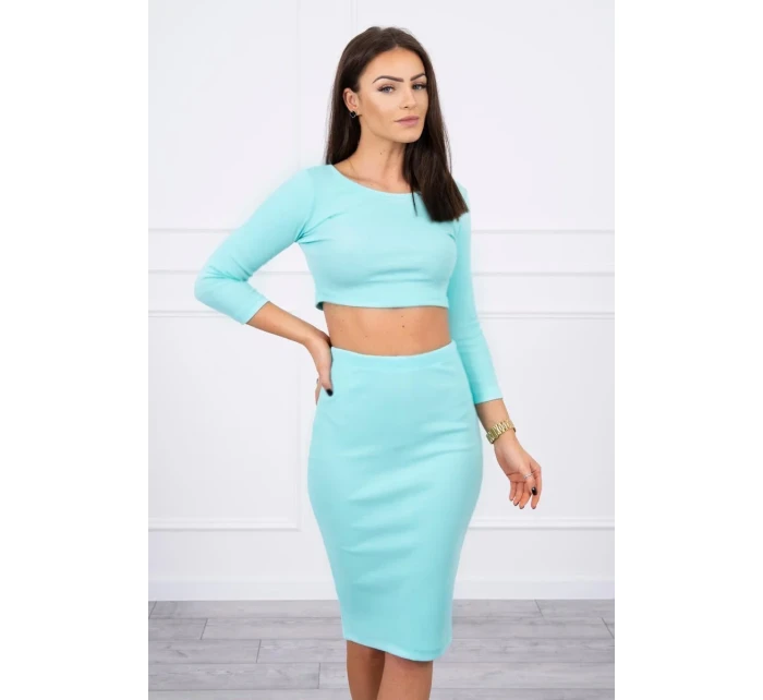 Súprava blúzky a sukne v mätovej farbe Súprava blúzky a sukne v mätovej farbe