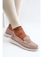 Sametové mokasíny na platformě model 21655642 Beige - SERGIO LEONE