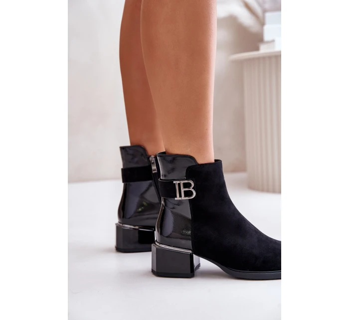 Eleganckie Botki Na Obcasie Ocieplane MR880-040 Czarne