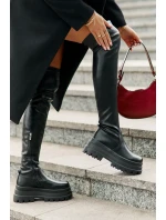 Kozaki Za Kolano Na Masywnej Platformie Czarne Zinera