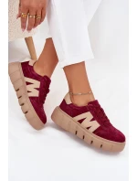 Semišové Dámské Tenisky Na Platformě model 21704994 Bordové - VINCEZA