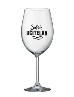 SUPER UČITELKA - čirá sklenice na víno 350 ml