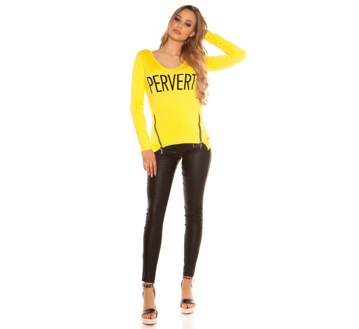 Trendy KouCla v-sweater with Zip "PERVERT"