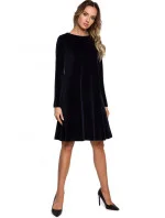 Zamatové šaty voľného strihu M566 tmavo modré - MOE