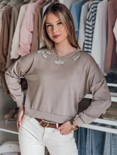 Dámska blúzka s dlhým rukávom Buttercotch CRYSTALIA mocha FashionStreet RY2770