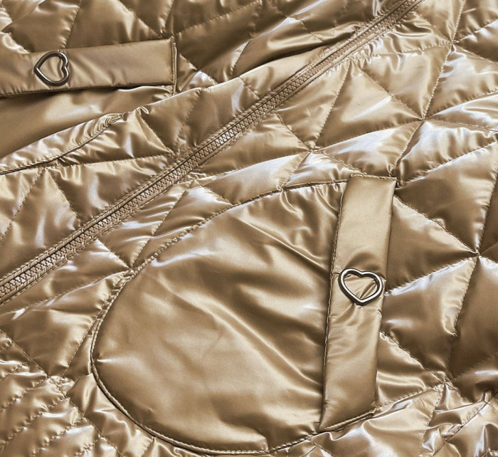 Zlatá metalická dámska bunda s kapucňou (2021-01)
