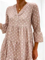 Béžové bodkované šaty s volánmi (706) Béžové bodkované šaty s volánmi (706)