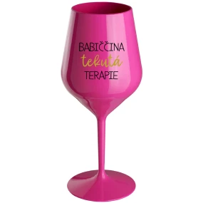 BABY'S FLUID THERAPY - ružový nerozbitný pohár na víno 470 ml