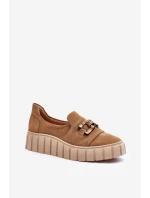 Zamszové dámské polobotky na platformě s ozdobou tmavě béžové Lewski model 21636657 - Boto