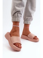 Klapki Damskie Na Platformie I Koturnie Różowe Vimarils Klapki Damskie Na Platformie I Koturnie Różowe Vimarils