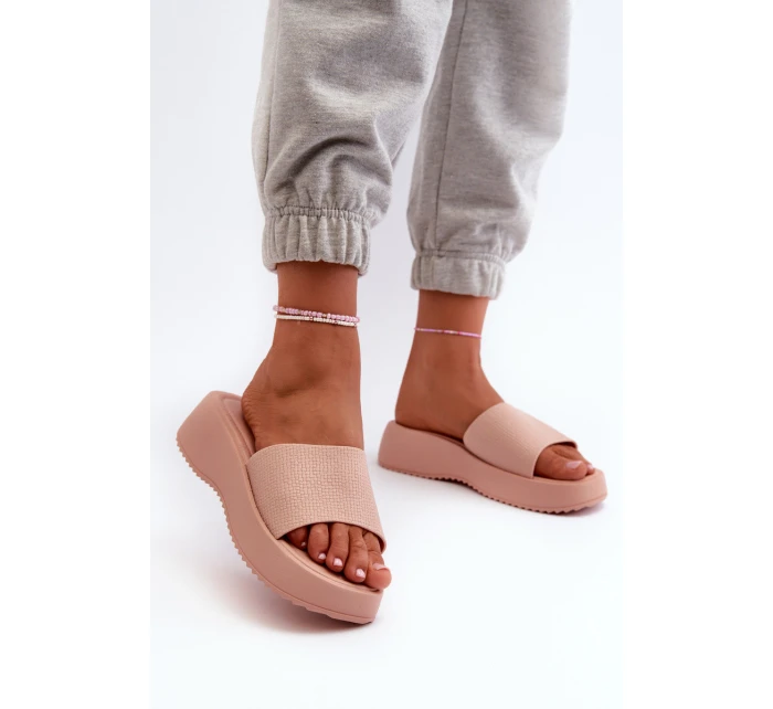 Klapki Damskie Na Platformie I Koturnie Różowe Vimarils Klapki Damskie Na Platformie I Koturnie Różowe Vimarils