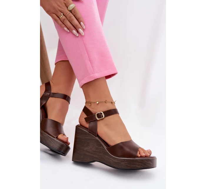 Dámské sandály na platformě Eko kůže Čokoládové Parilisse