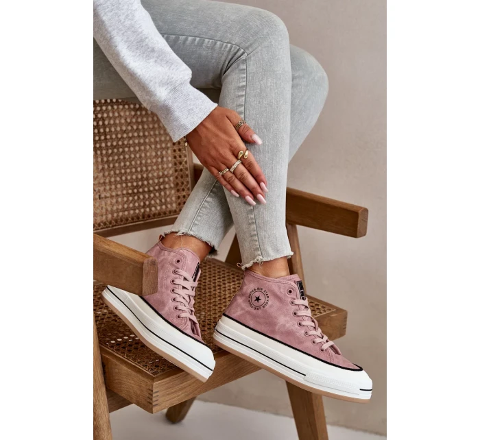 Zateplené dámske tenisky na platforme z eko kože Big Star Pink Zateplené dámske tenisky na platforme z eko kože Big Star Pink