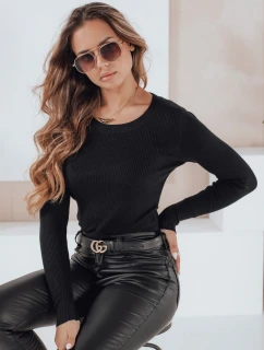 Dámsky rebrovaný sveter NOLVIE black FashionStreet MY2492