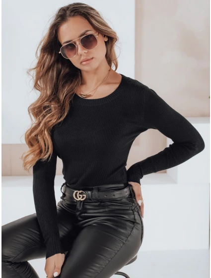 Dámský žebrovaný svetr černý Dstreet model 21990945 - FashionStreet