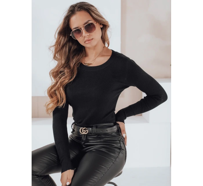 Dámský žebrovaný svetr černý Dstreet model 21990945 - FashionStreet