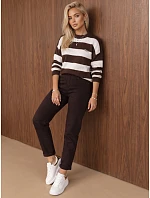 Jeansy damskie z wysokim stanem mom fit brązowe FashionStreet UY3224