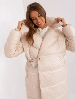 Svetlo béžová ľahká dámska zimná bunda z páperia Továrenská cena (TR8310)