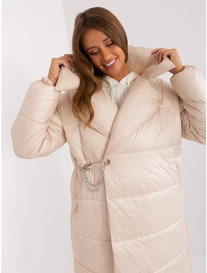 Dámska ľahká páperová zimná bunda Továrenská cena light beige (TR8310)