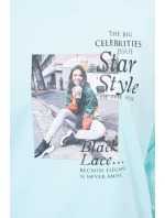 Halenka s potiskem Star Style v mátové barvě Halenka s potiskem Star Style v mátové barvě