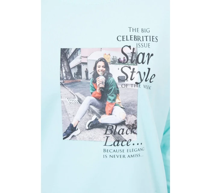 Halenka s potiskem Star Style v mátové barvě Halenka s potiskem Star Style v mátové barvě