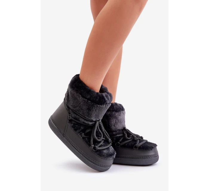 Śniegowce Z Futerkiem I Wiązaniem Czarne Silvara Śniegowce Z Futerkiem I Wiązaniem Czarne Silvara