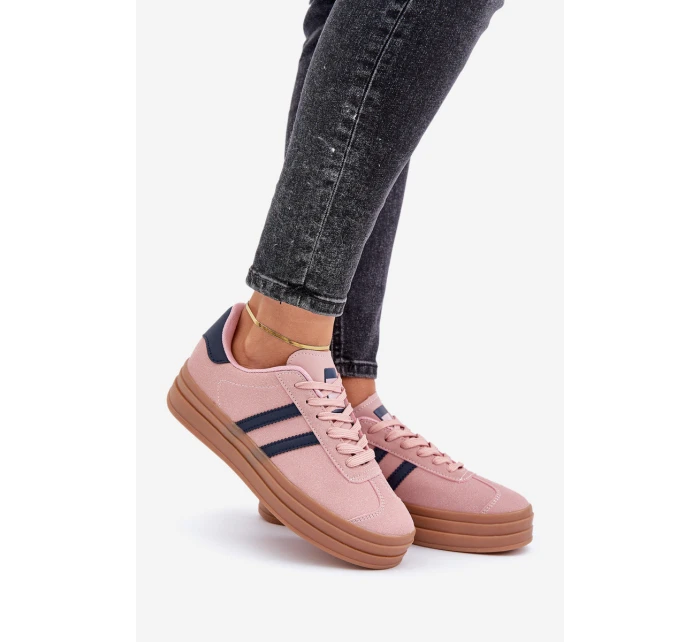 Dámské Tenisky Na Platformě Růžové model 21680443 - Boto Dámské Tenisky Na Platformě Růžové model 21680443 - Boto