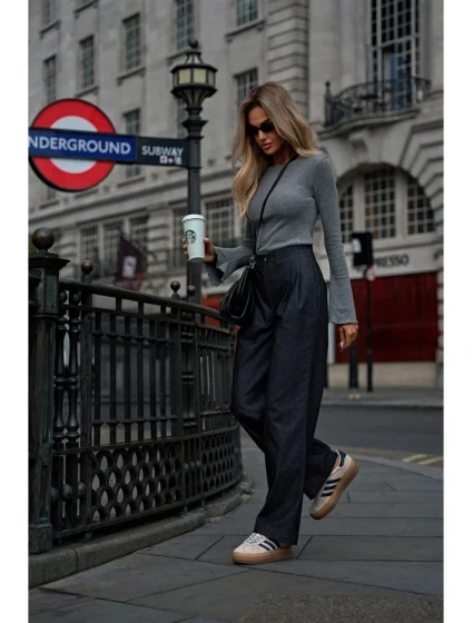 M799 Široké nohavice - grafitové