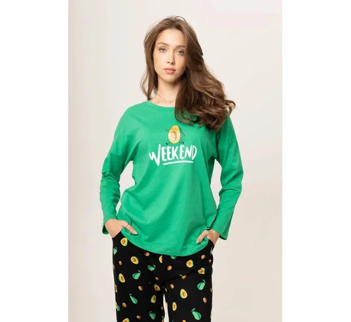 Dámske pyžamo 165/01 zelené s avokádom - Karol Dámske pyžamo 165/01 zelené s avokádom - Karol