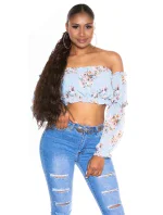 Dámsky sexy volánový top Carmen T80149 Ružová s kvetinovým vzorom - Style fashion