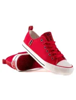 Zaujímavé dámske tenisky červené bez podpätku