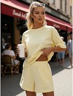 Bavlnená dámska súprava so šortkami Poľský výrobok žltá FashionStreet AY1170