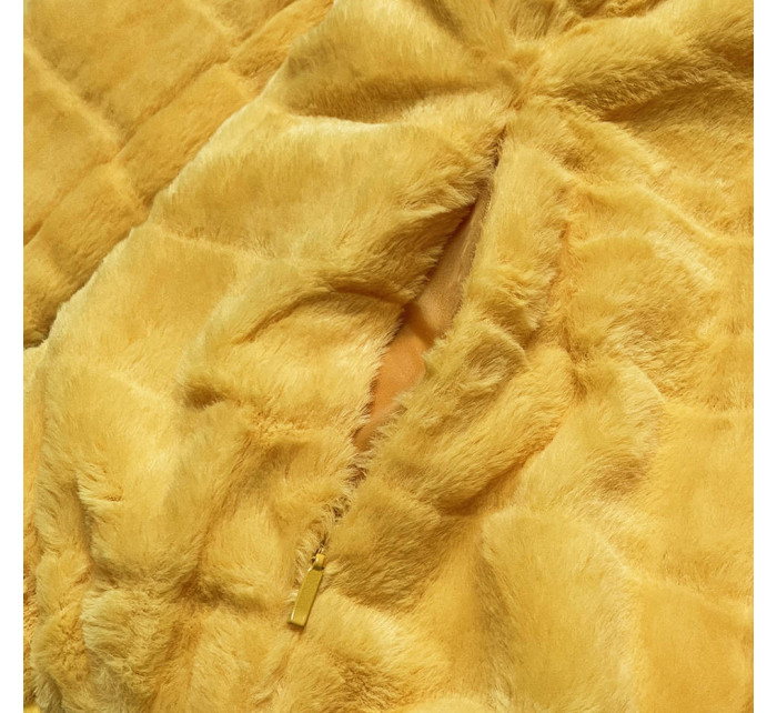 Žltá krátka obojstranná dámska bunda na prechodné obdobie (M832A)