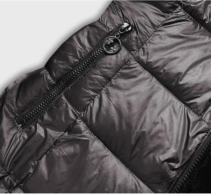 Hnedá obojstranná dámska bunda - kožuch (b8053-101)