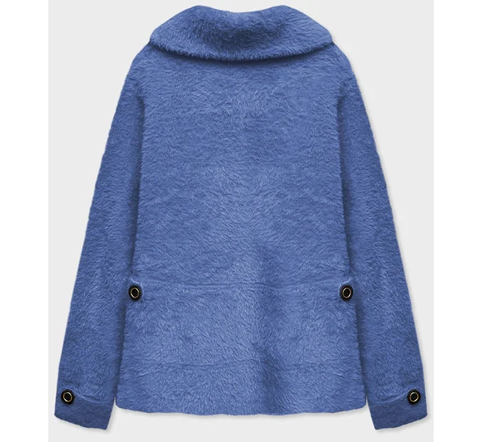 Prehoz na posteľ s krátkymi gombíkmi alpaka modrý (537)