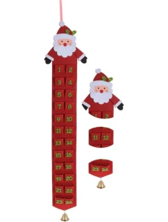 ČERVENÝ PLSTENÝ ADVENTNÝ KALENDÁR SANTA CLAUS