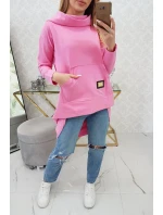 Mikina s kapucí s dlouhými zády růžová