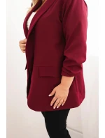 Dámska elegantná plus size bunda bordová Dámska elegantná plus size bunda bordová