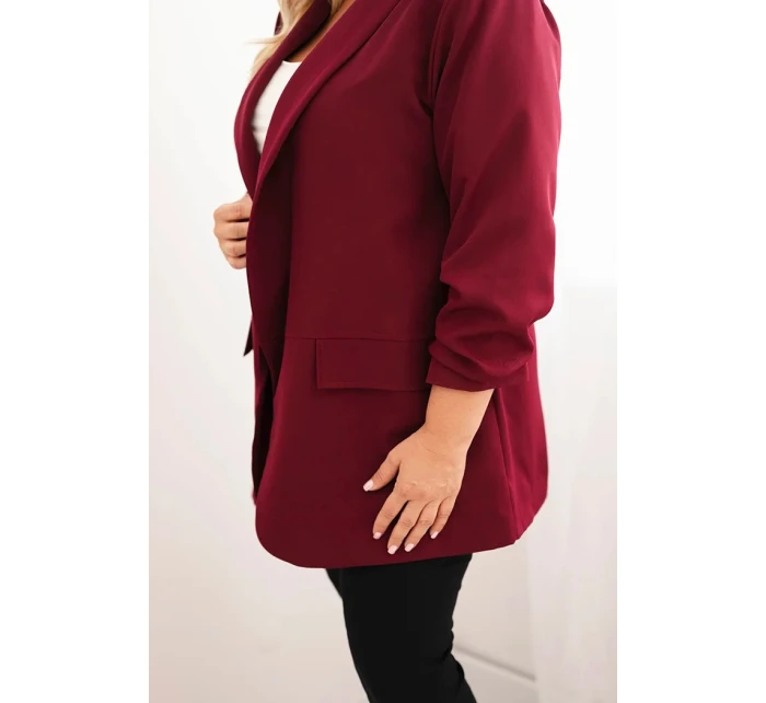 Dámska elegantná plus size bunda bordová Dámska elegantná plus size bunda bordová