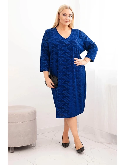 Dámské šaty z model 21725289 Plus Size s výstřihem do V chabrová - K-Fashion