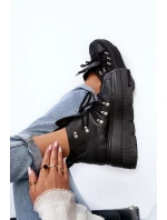 Zazoo 3416 Skórzane Damskie Buty Sportowe Czarne