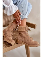 Damskie Ocieplane Botki Workery Na Zamek Brązowe Mivael