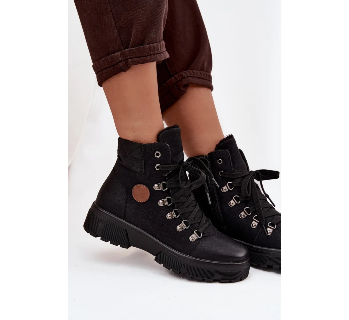 Ocieplane Trapery Damskie Na Platformie Czarne Zaraine Ocieplane Trapery Damskie Na Platformie Czarne Zaraine