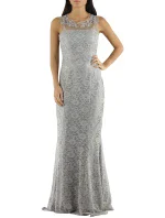 Společenské a šaty krajkové dlouhé značkové Paris šedé Šedá / XS  Paris model 15042638 - CHARM'S Paris