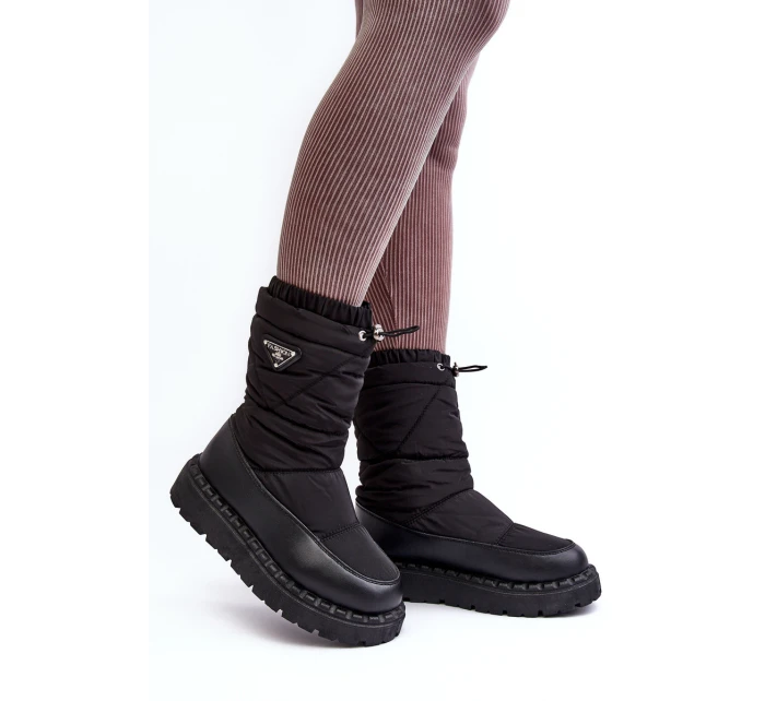 Śniegowce Damskie Na Grubej Podeszwie Czarne Lureta Śniegowce Damskie Na Grubej Podeszwie Czarne Lureta