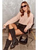 Dámské kozačky se šněrováním a elastickým svrškem černé model 21642236 - Boto