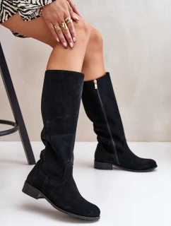 Dámské semišové kozačky do  na zip Lewski černé model 21677764 - Zazoo