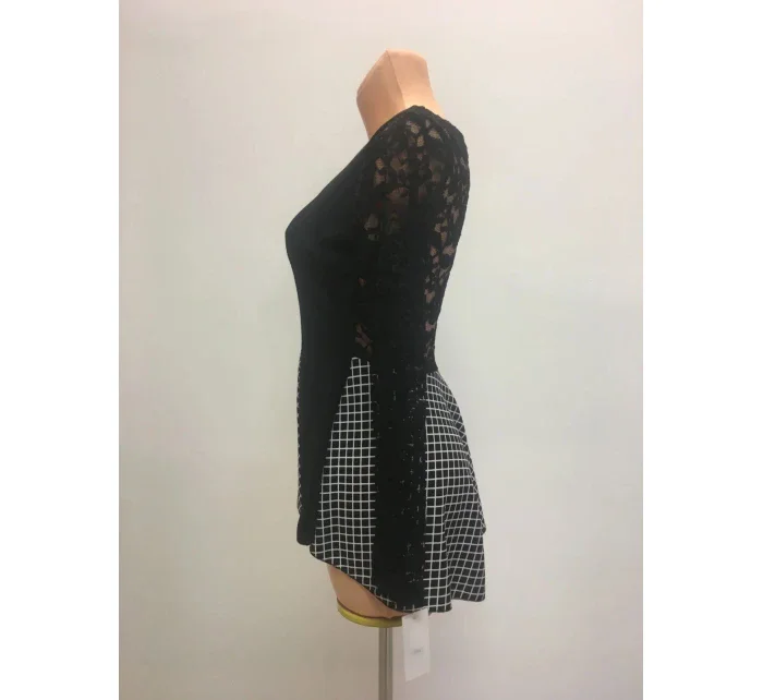 Dámsky top - tričko s kvetinovými rukávmi dlhý rukáv čiernobiele - Čierno-biela / UNI - OEM